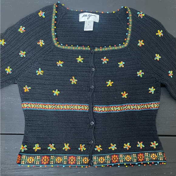 Black Embroidered Women's Sweater - Picture 1 of 8